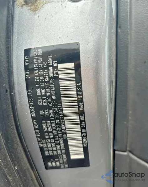 2012 Subaru Tribeca Limited z USA, uszkodzony, nr VIN 4S4WX9GD7C4401671